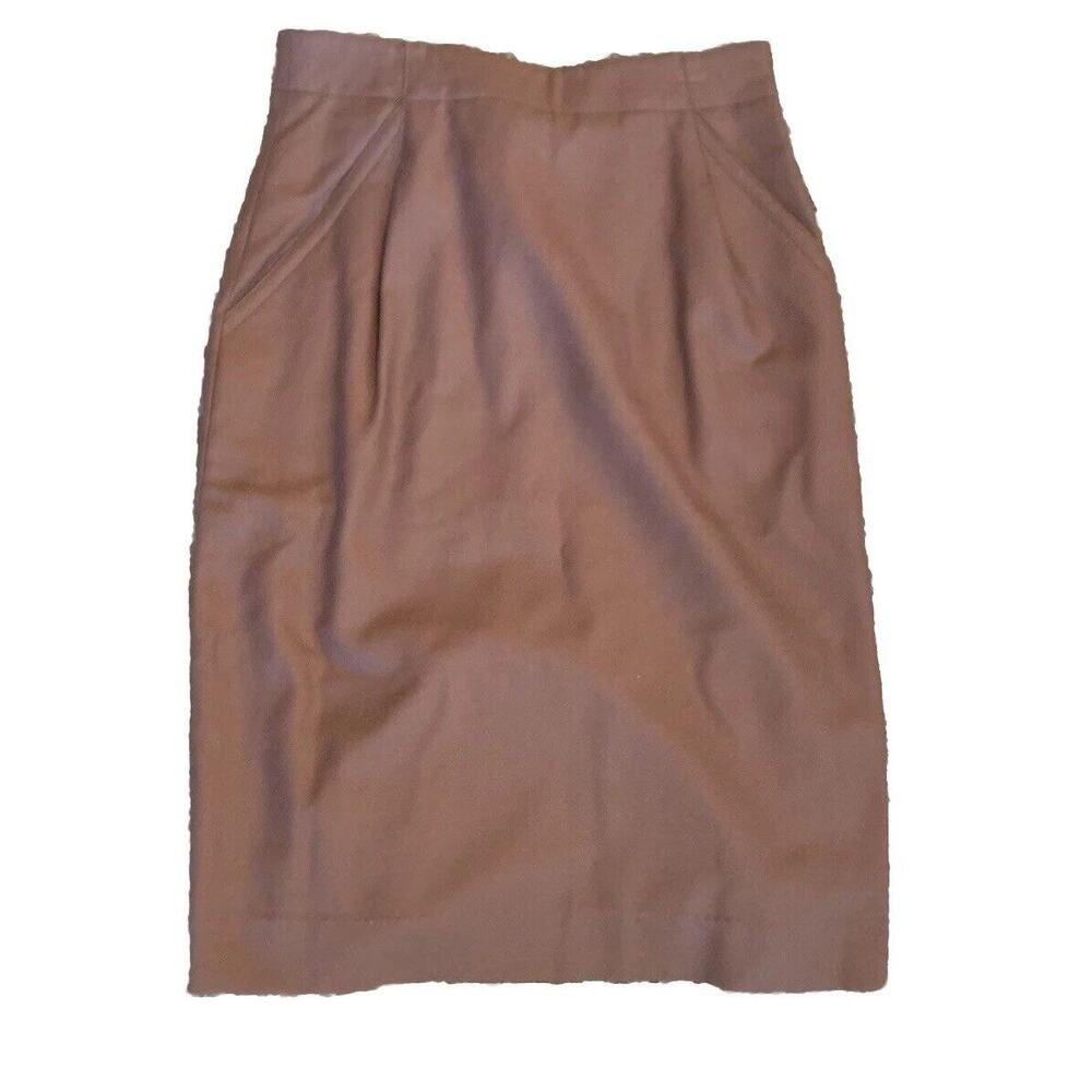 Vintage 60s Brown 100% Wool Pencil Skirt Made In Canada 30” Waist Office Siren